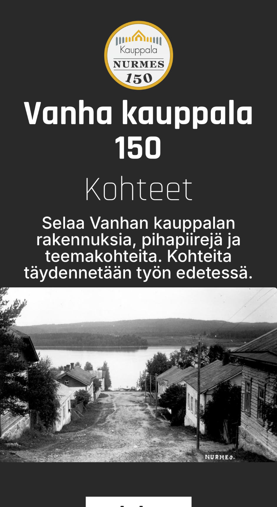 Historic street view in the Vanha Kauppala 150 service