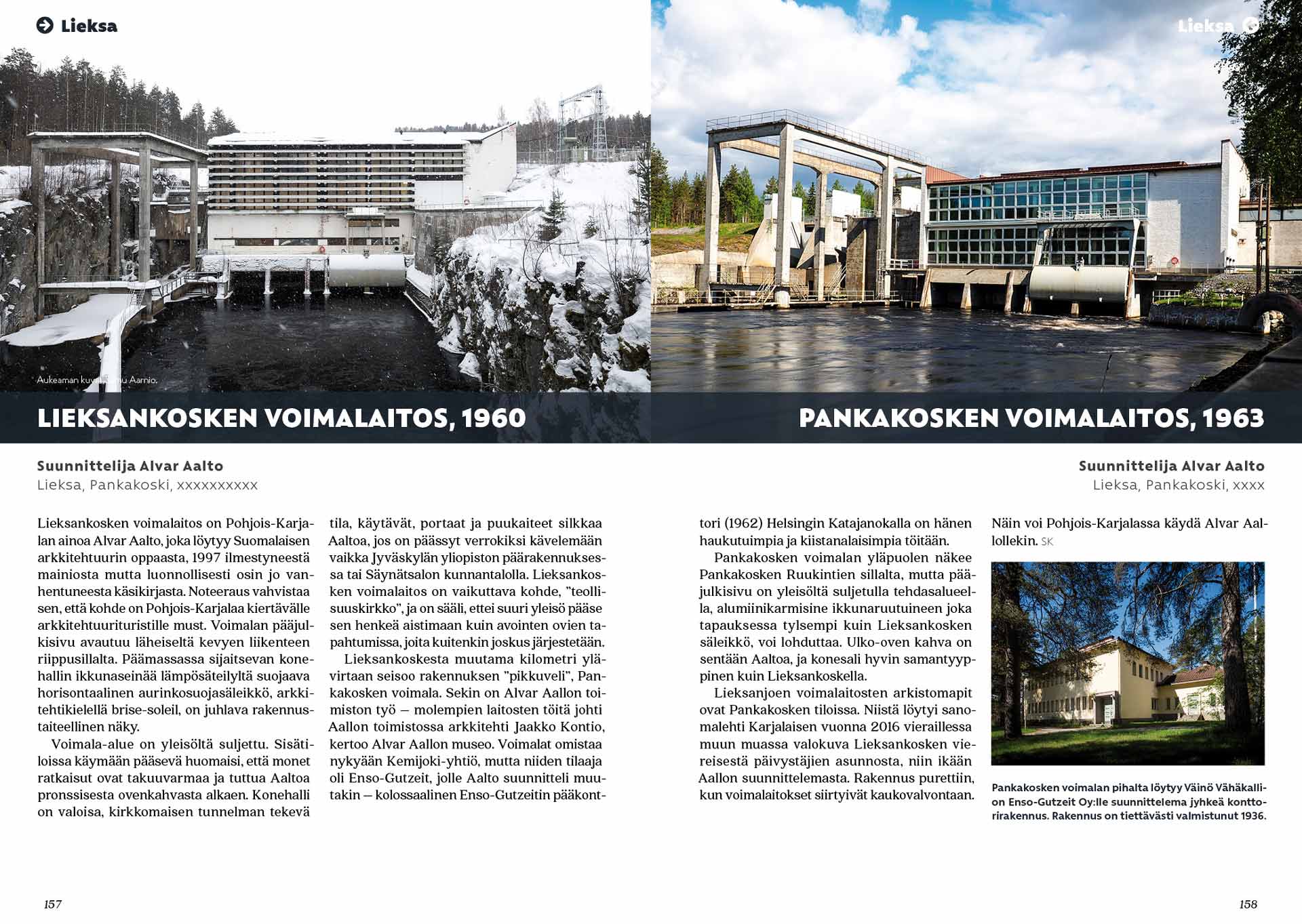 Architecture Guide spread about the Lieksankoski and Pankakoski power plants