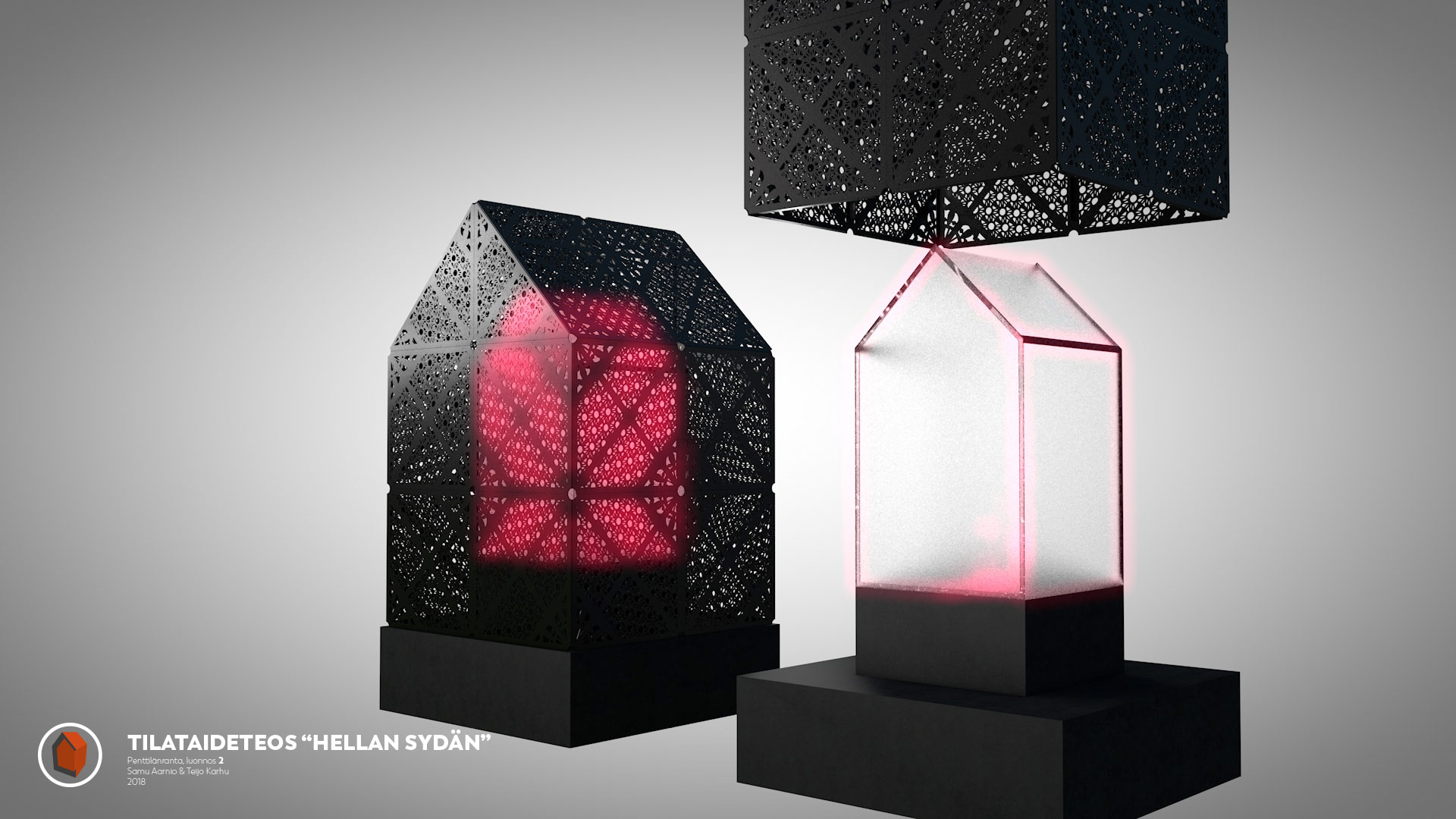 Concept rendering showing the patterned outer house and illuminated inner house